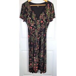 Rachel Zoe Floral Faux Wrap Midi Dress Size L